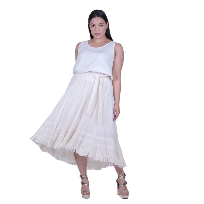 Platinum Φούστα Eκρού Γυναικεία Midi Ρομαντική Vintage All Day Free Size - 62018-KR - Image 3