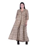 Platinum Φόρεμα Εκρού Με Μαύρο Γυναικείο Maxi Κλος Με Κουμπιά Τρουακάρ Free Size - 72555-71 - Image 3