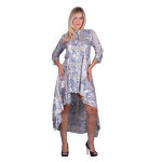 Platinum Φόρεμα Γκρι Γυναικείο Με Boho Παλ Print Ασύμμετρο Klos All Day - ΙNDX-40-RPTG - Image 3