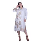 Platinum Φόρεμα - Πουκαμίσα Λευκό Γυναικείο Με Χρυσά Αρχαιοελληνικά Σχέδια Free Size - 124106-W - Image 2