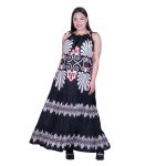 Platinum Φόρεμα Μαύρο Με Λευκά Σχέδια Γυναικείο Μακρύ Με Παρτούς Ώμους All Day - 125116-Z