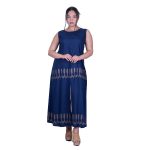 Platinum Φόρεμα Μπλε Γυναικείο Αμάνικο Midi Με Αρχαιοελληνικά Χρυσά Σχέδια All Day - 12544-BL