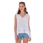 Platinum Μπλούζα Πράσινη Γυναικεία Αμάνικη Ασύμμετρη Εβαζέ Klos All Day Free Size - 22123-VE - Image 3