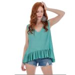 Platinum Μπλούζα Πράσινη Γυναικεία Αμάνικη Ασύμμετρη Εβαζέ Klos All Day Free Size - 22123-VE