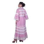 Gomore Φόρεμα Ροζ - Λευκό Σχέδια Γυναικείο Μακρύ Βαμβακερό All Day Free Size - 26747-R - Image 4