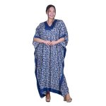 Platinum Καφτάνι Μπλε - Εκρού Με Σχέδια Γυναικείο Maxi Δροσερό All Day Free Size - 32427-32
