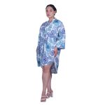 Platinum Πουκαμίσα - Καφτάνι Λευκό Με Μπλε Boho Γυναικεία Με Κουμπιά All Day Free Size - 32502-4 - Image 2