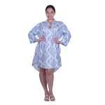 Platinum Πουκαμίσα - Καφτάνι Λευκή Με Γαλάζια Σχέδια Γυναικεία Με Κουμπιά Free Size - 32502-5