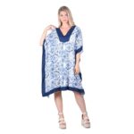 Platinum Καφτάνι Μπλε Γυναικείο Με Boho Σχέδια Summer Κοντό All Day Free Size - 42307-E
