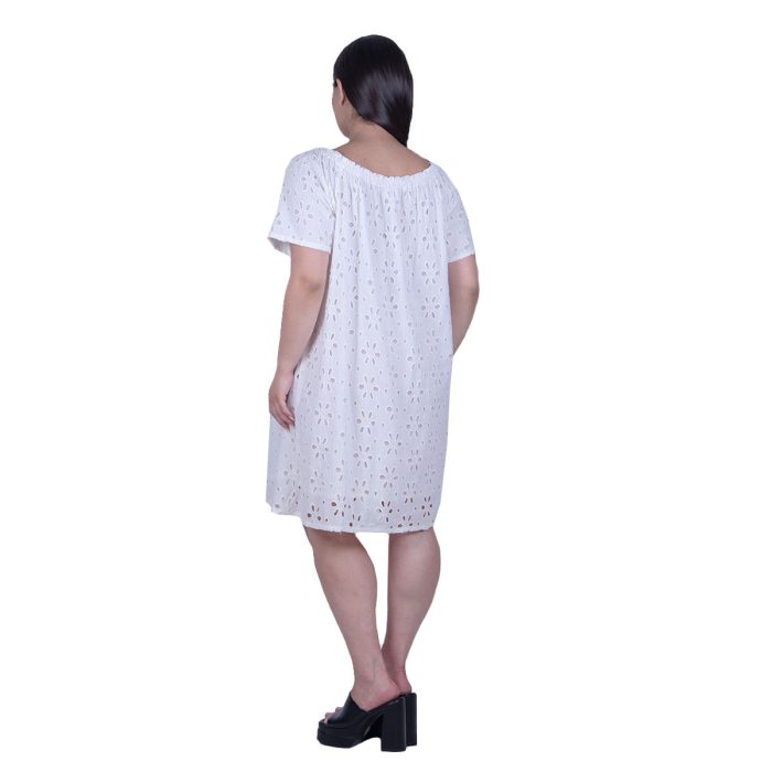 Platinum Φόρεμα - Καφτάνι Λευκό Γυναικείο Κοντομάνικο Κοντό Κιπούρ All Day Free Size - 423120 - Image 3