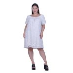 Platinum Φόρεμα - Καφτάνι Λευκό Γυναικείο Κοντομάνικο Κοντό Κιπούρ All Day Free Size - 423120 - Image 2