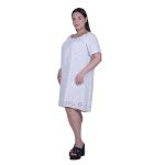 Platinum Φόρεμα - Καφτάνι Λευκό Γυναικείο Κοντομάνικο Κοντό Κιπούρ All Day Free Size - 423120