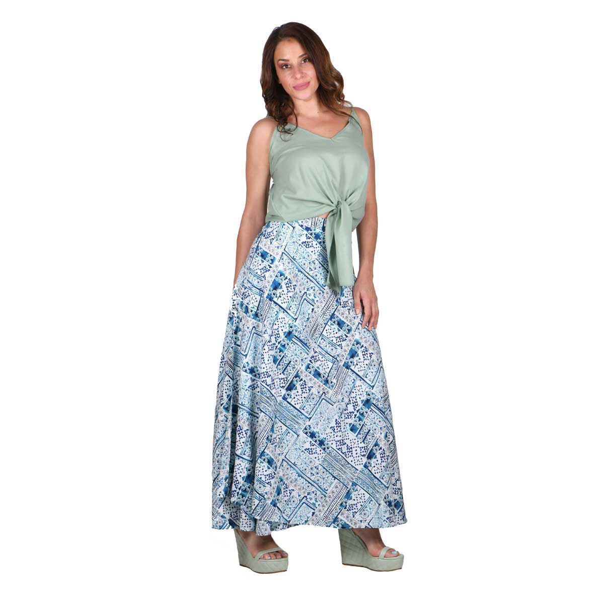 Platinum Φούστα - Παρεό Μπλε Γυναικεία Μακριά Boho Print All Day Free Size - 42315-B