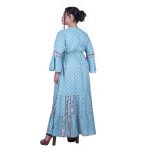 Platinum Φόρεμα Γαλάζιο - Μπεζ Με Boho Σχέδια Γυναικείο Μακρύ Βαμβακερό Free Size - 424142-B - Image 4