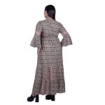 Platinum Φόρεμα Μαύρο - Μπεζ Με Boho Σχέδια Γυναικείο Μακρύ Βαμβακερό Flair Free Size - 424142-Z - Image 3