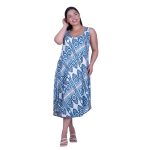 Platinum Καφτάνι - Φόρεμα Γαλάζιο Με Boho Σχέδιο Γυναικείο Midi Umbrella Free Size - 42444-19