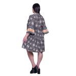 Platinum Φόρεμα - Καφτάνι Γκρι Με Μαύρα & Πορτοκαλί Ethnic Γυναικείο Με Ντεκολτέ Μεταξωτό Free Size - 42480-Z - Image 3