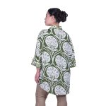 Platinum Πουκάμισο Λαδί - Εκρού Με Σχέδια Γυναικείο Ασύμμετρο Τρουακάρ Μεταξωτό Free Size - 42575-FS - Image 3