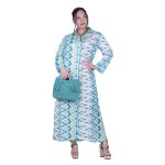Platinum Καφτάνι - Πουκαμίσα Aqua Με Λευκό Γυναικείο Μακρύ Κουμπιά Free Size - 52516-Q - Image 4