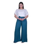 Platinum Παντελόνα Πετρολ Γυναικεία Casual Με Λάστιχο Ατσαλάκωτη Free Size - 6632-PZFS