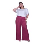 Platinum Παντελόνα Ροδί  Γυναικεία Αέρινη Με Λάστιχο Ατσαλάκωτη Free Size - 6632-ZRFS