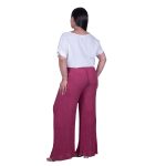 Platinum Παντελόνα Ροδί  Γυναικεία Αέρινη Με Λάστιχο Ατσαλάκωτη Free Size - 6632-ZRFS - Image 3