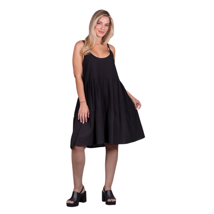 Platinum Φόρεμα Μαύρο Κοντό Τιραντέ Εξώπλατο Klos Girly ''Tσιγγάνικο'' All Day - 72125-BC