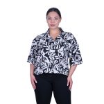 Platinum Πουκάμισο Λευκό Με Μαύρα Σχέδια Γυναικείο Κοντομάνικο Free Size - 72511-WB