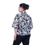 Platinum Πουκάμισο Λευκό Με Μαύρα Σχέδια Γυναικείο Κοντομάνικο Free Size - 72511-WB - Image 3