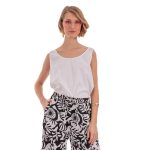 Platinum Μπλούζα Λευκή Γυναικεία Αμάνικη Εβαζέ Βαμβακολινή All Day - 72520-WD