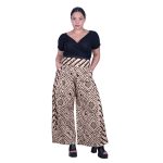 Platinum Παντελόνα Εκρού Με Μαύρα Boho Σχέδια Γυναικεία Αέρινη Με Λάστιχο All Day Free Size - 72550-71