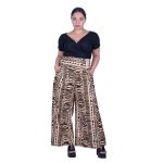 Platinum Παντελόνα Εκρού Με Μαύρα Boho Σχέδια Γυναικεία Αέρινη Με Λάστιχο All Day Free Size - 72550-73 - Image 2