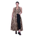 Platinum Τουνίκ - Καφτάνι Μπεζ Με Μαύρο Γυναικείο Boho Σχέδια All Day Free Size - 72553-73 - Image 2