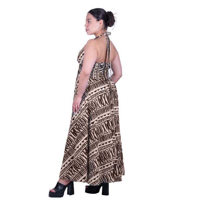 Platinum Τουνίκ - Καφτάνι Μπεζ Με Μαύρο Γυναικείο Boho Σχέδια All Day Free Size - 72553-73 - Image 4