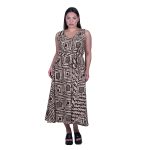 Platinum Φόρεμα Μαύρο Με Εκρού Boho Γυναικείο Αμάνικο Μακρύ Εβαζέ Free Size - 72558-71 - Image 2