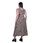 Platinum Φόρεμα Μαύρο Με Εκρού Boho Γυναικείο Αμάνικο Μακρύ Εβαζέ Free Size - 72558-71 - Image 4