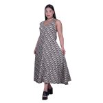 Platinum Φόρεμα Μαύρο Με Εκρού Boho Γυναικείο Αμάνικο Μακρύ Εβαζέ Free Size - 72558-72 - Image 3