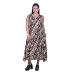 Platinum Φόρεμα Μαύρο Με Εκρού Boho Γυναικείο Αμάνικο Μακρύ Εβαζέ Free Size - 72558-73Z