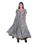 Platinum Φόρεμα Μπλε - Γκρι Με Χρυσά Print Γυναικείο Μακρύ Klos Με Ντεκολτέ Free Size - 82539 - Image 2