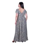 Platinum Φόρεμα Μπλε - Γκρι Με Χρυσά Print Γυναικείο Μακρύ Klos Με Ντεκολτέ Free Size - 82539 - Image 4