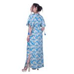 Platinum Φόρεμα - Καφτάνι Τυρκουάζ Με Εκρού Γυναικείο Ζαπονέ Με Ζώνη Free Size - 82548-82DZ - Image 3