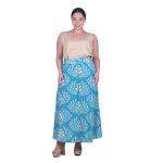 Platinum Φούστα Τυρκουάζ Γυναικεία Με Εκρού Boho Σχέδια Μακριά Εβαζέ Free Size - 82552-TR - Image 2