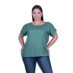 Platinum Μπλούζα Πράσινη Γυναικεία Κοντομάνικη Ζαπονέ All Day Free Size - 9349-PRFS