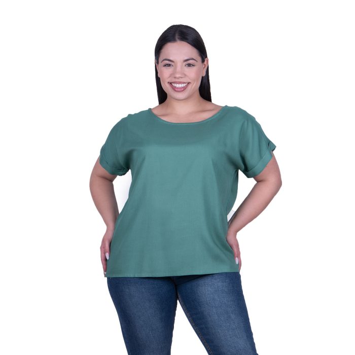 Platinum Μπλούζα Πράσινη Γυναικεία Κοντομάνικη Ζαπονέ All Day Free Size - 9349-PRFS