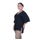 Fairyland Μπλούζα Μαύρη Γυναικεία Κοντομάνικη Ασύμμετρη Φαρδιά All Day Free Size - FM-8546-BC - Image 2