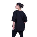 Fairyland Μπλούζα Μαύρη Γυναικεία Κοντομάνικη Ασύμμετρη Φαρδιά All Day Free Size - FM-8546-BC - Image 3