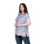 Gomore Μπλούζα Εκρού Με Γαλάζιο Μοτίβο Γυναικεία Κοντομάνικη All Day - GM-52249-BL - Image 2