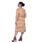 Gomore Φόρεμα Ώχρα Με Εμπριμέ Γυναικείο Midi Εβαζέ Με Ζώνη Τρουακαρ All Day - GM-52671-C - Image 3