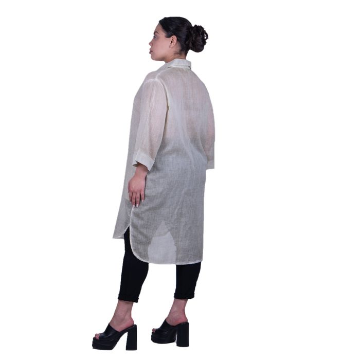 Platinum Καφτάνι - Πουκαμίσο Μπεζ Γυναικείο Με Κουμπιά Πετροπλυμένο Free Size - KU-52502-BZ - Image 3