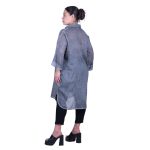 Platinum Καφτάνι - Πουκαμίσο Γκρι Γυναικείο Με Κουμπιά Πετροπλυμένο Free Size - KU-52502-G - Image 3